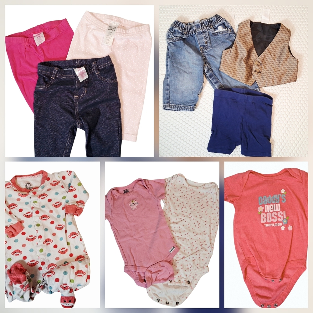 Mixed Brand Bundle | Baby 3-6M | Onesies, Pants, Sleeper | Boy & Girl Lot
